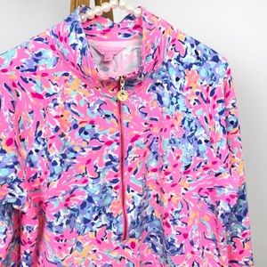 Lilly Pulitzer Coco Coral Crab Skipper Zip Popover